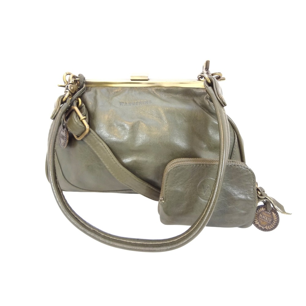 Wanderers Travel Co Shoulder Bag and Wallet Olive Green Excellent Leather Frame
